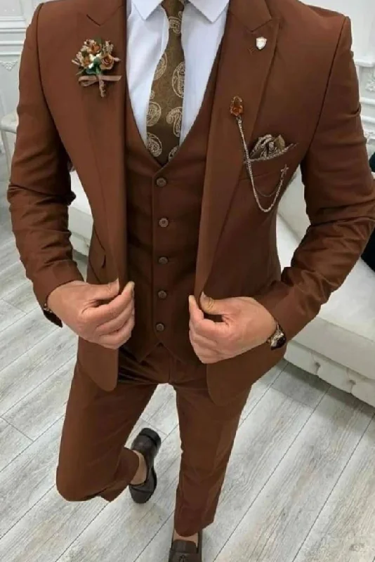 Sleek Heritage Cool Jackets Men's 3 Piece Suit Brown, Stylish Wedding Slim Fit Suit, Dinner & Party Wear Brown Suit- Gift For Him Sleek Heritage Cool Jackets Men's 3 Piece Suit Brown, Stylish Wedding Slim Fit Suit, Dinner & Party Wear Brown Suit- Gift For Him