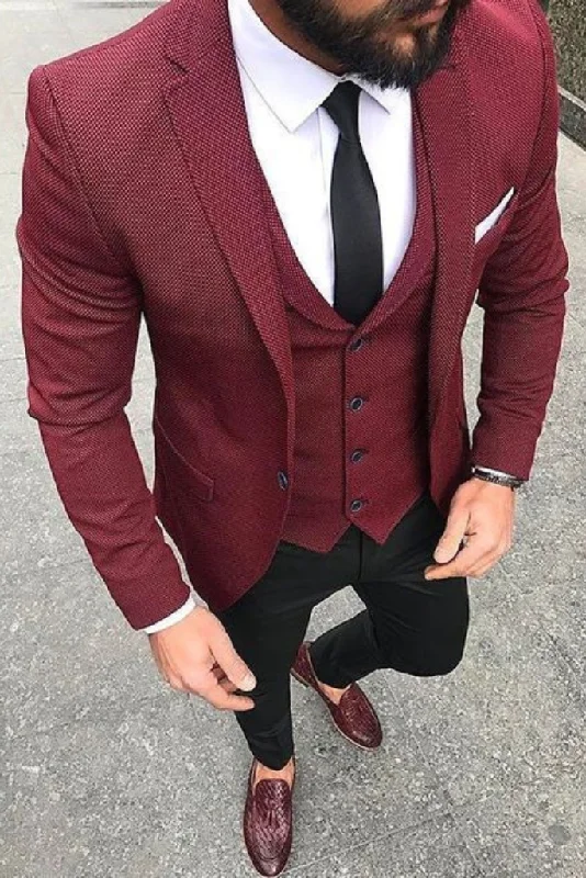 Urban Minimal Casual Shirts Men Three Piece Suit, Maroon & Black Wedding Suit, Dinner Suit, Party Wear Suits Bespoke For Men Urban Minimal Casual Shirts Men Three Piece Suit, Maroon & Black Wedding Suit, Dinner Suit, Party Wear Suits Bespoke For Men