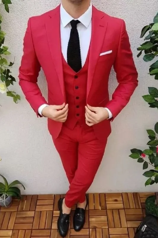 Retro Monochrome Trendy Look Men Suit Designer Suit Luxury Red Suit Wedding Wear Suit Gift For Him Elegant Groom Wear Suits Retro Monochrome Trendy Look Men Suit Designer Suit Luxury Red Suit Wedding Wear Suit Gift For Him Elegant Groom Wear Suits