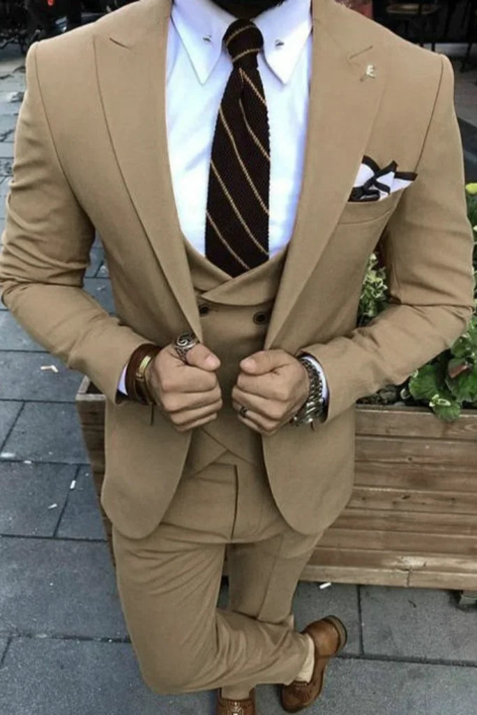 Timeless Urban Lightweight Fabrics MEN SUITS 3 PIECE Camel Brown Formal Fashion Elegant Party Wear Prom Dinner Wedding Groom Slim Fit Party Wear Suit Timeless Urban Lightweight Fabrics MEN SUITS 3 PIECE Camel Brown Formal Fashion Elegant Party Wear Prom Dinner Wedding Groom Slim Fit Party Wear Suit