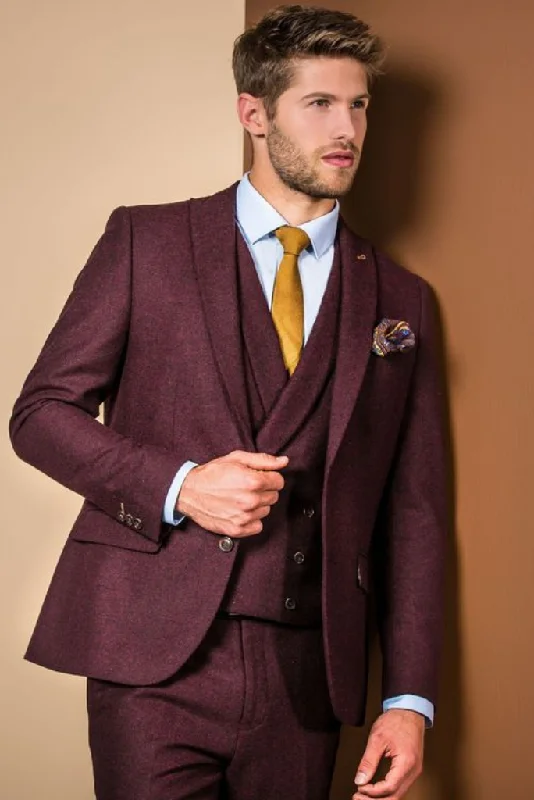 Minimal Timeless Classic Apparel Men 3 Piece Winter Tweed Suit, Wadding Suits, Formal Fashion Slim Fit Suits Burgundy Minimal Timeless Classic Apparel Men 3 Piece Winter Tweed Suit, Wadding Suits, Formal Fashion Slim Fit Suits Burgundy
