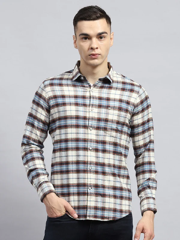 Rugged Edge Timeless Wardrobe Men Blue Check Collar Full Sleeve Shirt