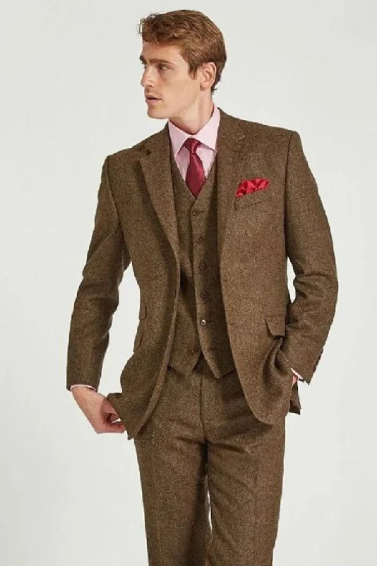 Smart Contemporary Fashionable Wear Men Brown Tweed 3 Piece Suit Wedding Suit, Men Dinner Suits, Groom Wear, Men Slim Fit Suit Smart Contemporary Fashionable Wear Men Brown Tweed 3 Piece Suit Wedding Suit, Men Dinner Suits, Groom Wear, Men Slim Fit Suit