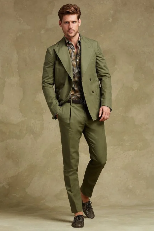 Retro Street Winter Jackets Men's 2 Piece Suit Olive Green Wedding Suit Formal Fashion Wear, Dinner Suit, Party Suit, Slim Fit Suits Bespoke For Men Retro Street Winter Jackets Men's 2 Piece Suit Olive Green Wedding Suit Formal Fashion Wear, Dinner Suit, Party Suit, Slim Fit Suits Bespoke For Men