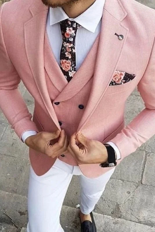 Relaxed Rebel Fresh Outfit Men Three Piece Suit Peach With White One Button Suits Wedding Grooms Suit Bespoke For Men Relaxed Rebel Fresh Outfit Men Three Piece Suit Peach With White One Button Suits Wedding Grooms Suit Bespoke For Men