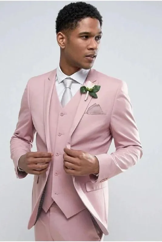 Contemporary Minimal Business Casual Men Suits, Suits For pink three piece Wedding Suit, Formal Fashion Slim Fit Suit - Prom Wear Contemporary Minimal Business Casual Men Suits, Suits For pink three piece Wedding Suit, Formal Fashion Slim Fit Suit - Prom Wear