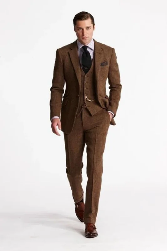 Chic Monochrome Comfy Pants Men Three Piece Tweed Brown Suits Wedding Suit, Dinner Suit, Party Wear Suit Groom Men Winter Suits, Men Slim Fit Suit Chic Monochrome Comfy Pants Men Three Piece Tweed Brown Suits Wedding Suit, Dinner Suit, Party Wear Suit Groom Men Winter Suits, Men Slim Fit Suit