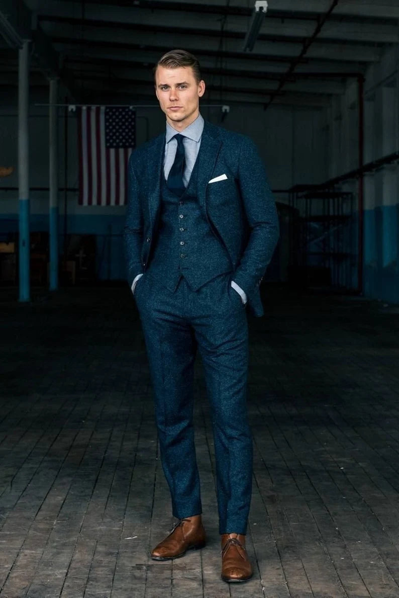 Understated Smart Winter Outfits Men tweed Navy blue suit tweed wedding Suit 3 Piece suit wedding suits Men Dinner suits Groom men winter Suits Men slim fit suits Understated Smart Winter Outfits Men tweed Navy blue suit tweed wedding Suit 3 Piece suit wedding suits Men Dinner suits Groom men winter Suits Men slim fit suits