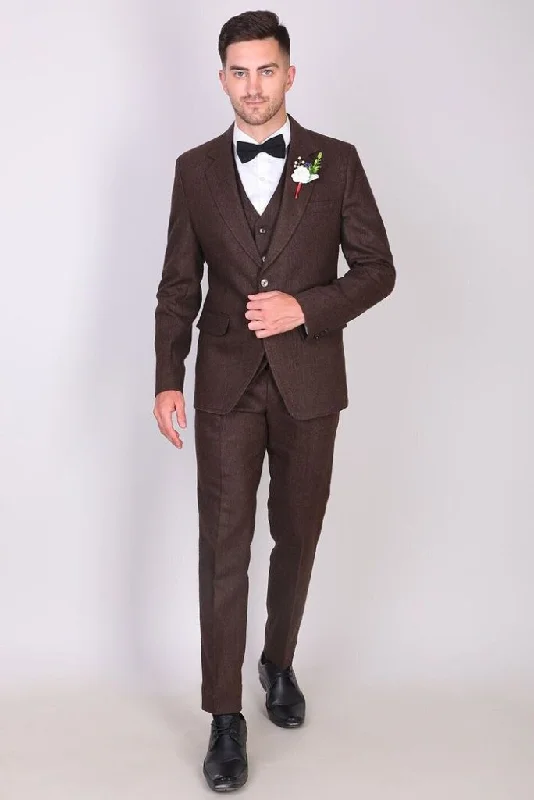 Retro Casual Minimalist Pieces Men's Dark Brown Tweed Suit Winter Premium Tweed Suit 3 Piece Dinner Suit Wedding Suit Christmas Gift For Men Tailoring Retro Casual Minimalist Pieces Men's Dark Brown Tweed Suit Winter Premium Tweed Suit 3 Piece Dinner Suit Wedding Suit Christmas Gift For Men Tailoring