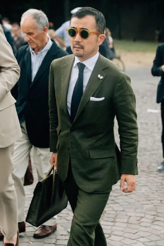 Heritage Cool Fashion Tops Men Two Piece Suit Olive Green, Formal Wedding Suit, Slim Fit Suit, Party Wear Suit Heritage Cool Fashion Tops Men Two Piece Suit Olive Green, Formal Wedding Suit, Slim Fit Suit, Party Wear Suit