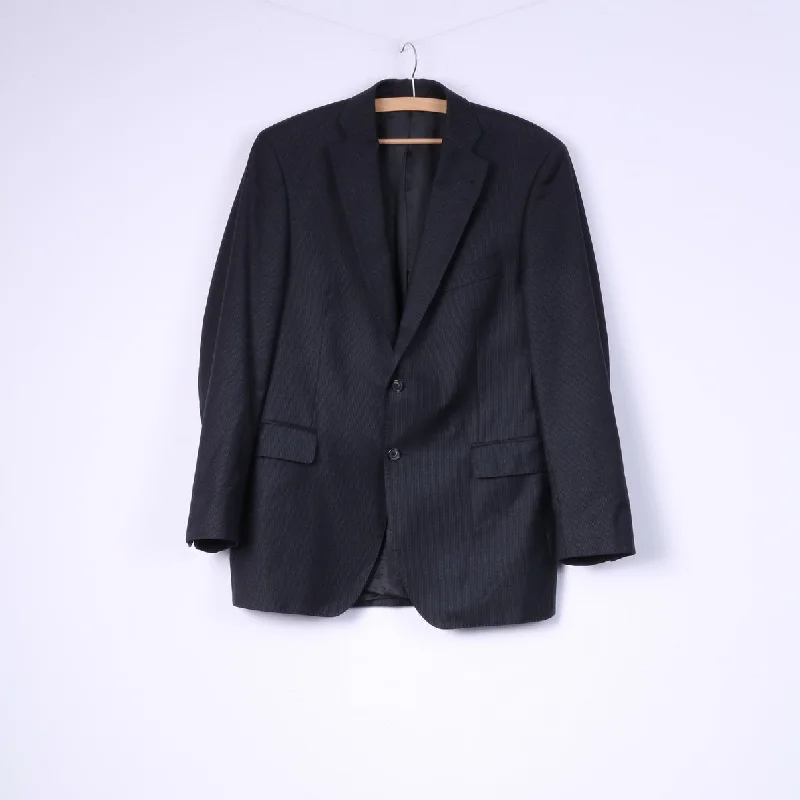 Chic Monochrome Winter Outfits Schirling Men 48 38 Suit Black 100% Wool Vintage Blazer Trousers Striped Chic Monochrome Winter Outfits Schirling Men 48 38 Suit Black 100% Wool Vintage Blazer Trousers Striped