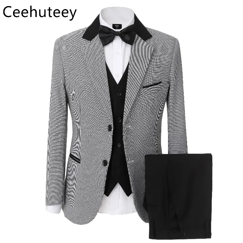 Rugged Luxe Fall Fashion Men's Houndstooth Formal Notch Lapel for wedding party Tuxedos (Blazer + Vest +Pant) Rugged Luxe Fall Fashion Men's Houndstooth Formal Notch Lapel for wedding party Tuxedos (Blazer + Vest +Pant)