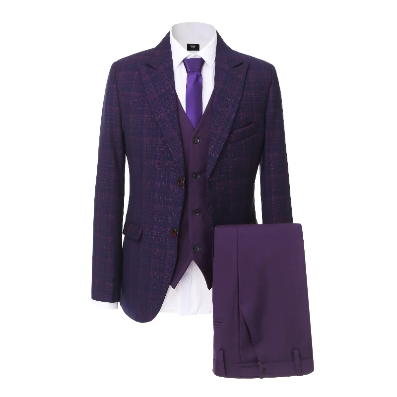 Minimal Polished Relaxed T-shirts Men's Plaid Business 3 Pieces Tweed Peak lapel Suit (Blazer+vest+Pants) Minimal Polished Relaxed T-shirts Men's Plaid Business 3 Pieces Tweed Peak lapel Suit (Blazer+vest+Pants)