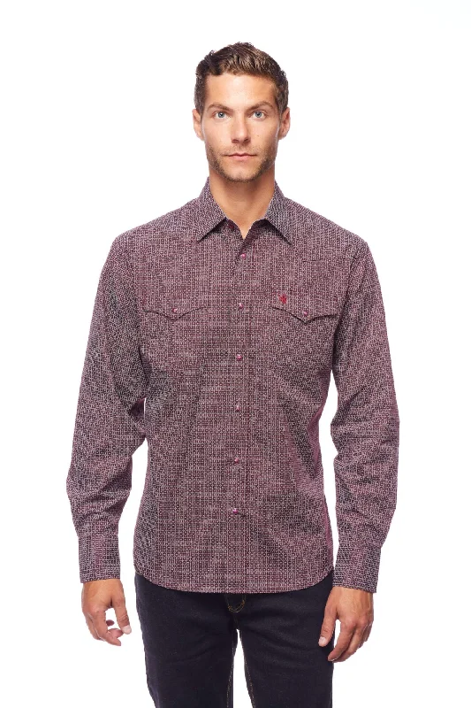 Sophisticated Modern Formal Casuals Men's Rodeo Burgundy & White Western Shirt