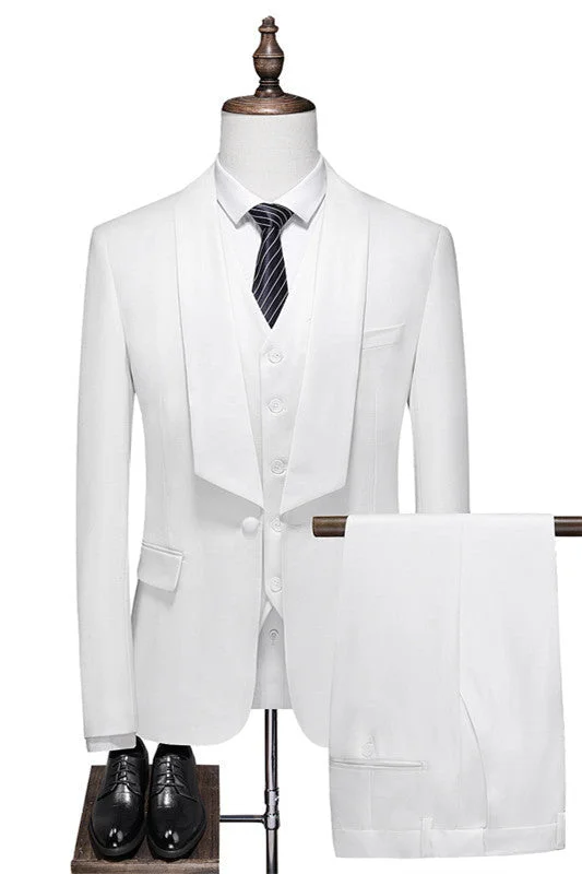 Retro Street Designer Pieces Modern White Collar Lapel 3 Piece Men Suits For Wedding One Button Weddomg Groom Wear Retro Street Designer Pieces Modern White Collar Lapel 3 Piece Men Suits For Wedding One Button Weddomg Groom Wear