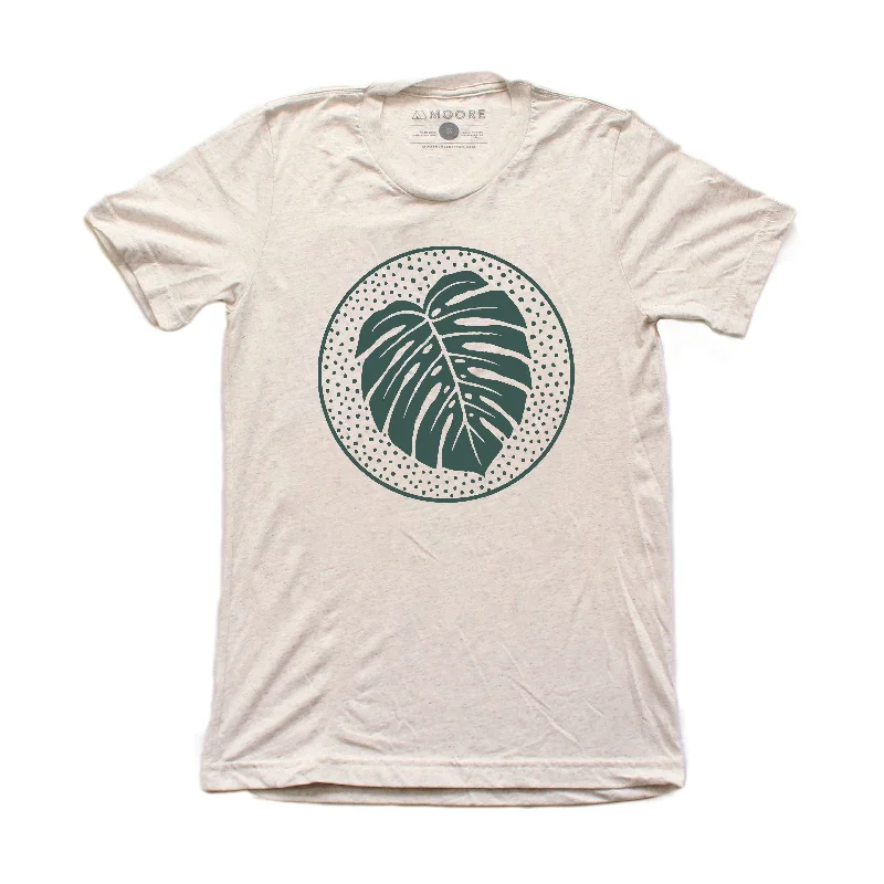 Timeless Cool Travel Wardrobe Monstera Circle Tee-Oatmeal