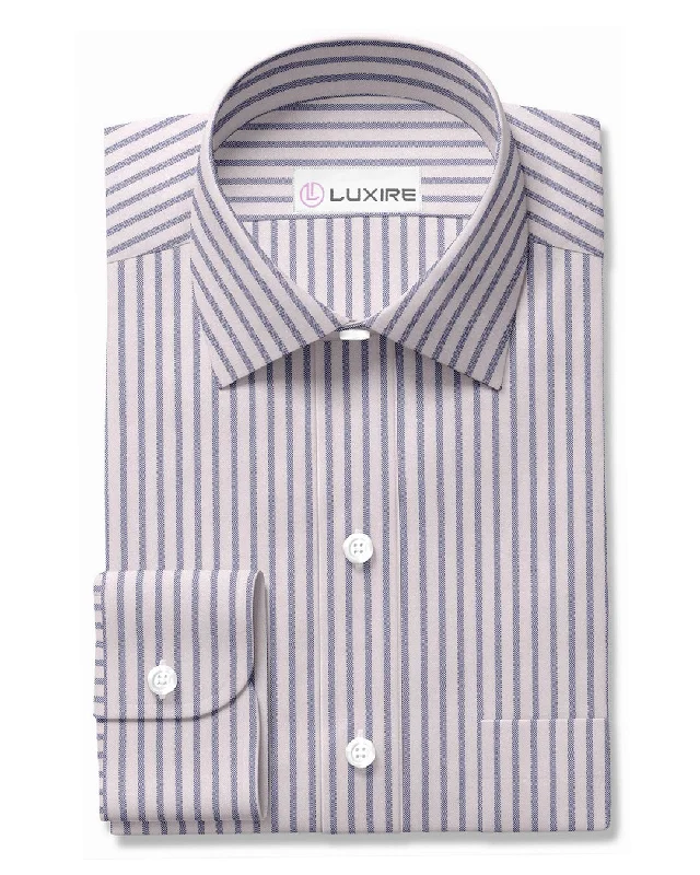 Contemporary Classic Summer Wear Navy Candy stripes Oxford