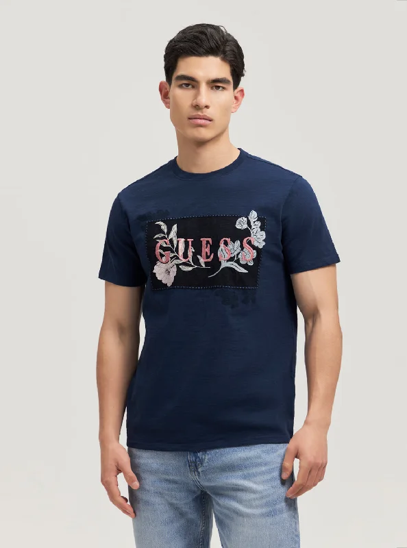 Chic Classic Daily Looks Navy David Embroidered Logo T-Shirt