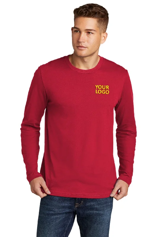 Vintage Luxe Denim Trends Next Level Cotton Long Sleeve Customized Tee's, Red
