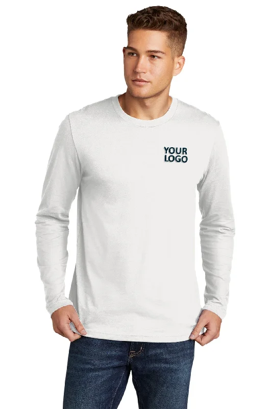 Effortless Urban Relaxed Fit Next Level Cotton Long Sleeve Customized Tee's, White