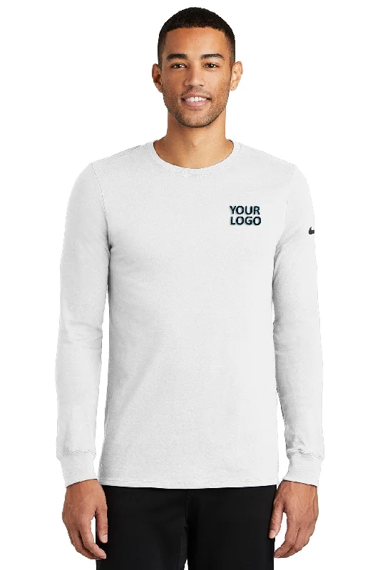 Polished Street Classic Fits Nike Dri-FIT Long Sleeve Custom Tees, White