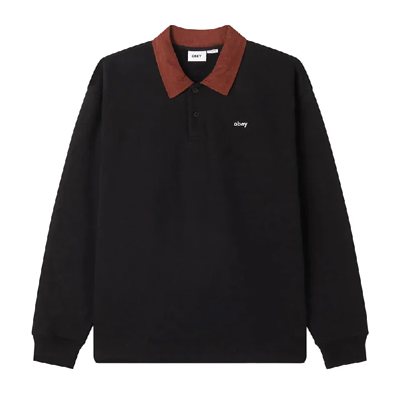 Monochrome Rugged Casual Wear OBEY PALO FLEECE POLO // BLACK