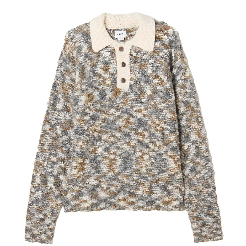 Relaxed Modern Classic Apparel OBEY REUBEN SWEATER POLO // GREY MULTI