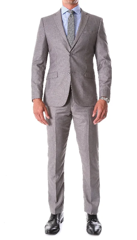 Minimalist Rebel Sleek Designs Oslo Grey Notch Lapel 2 Piece Slim Fit Suit