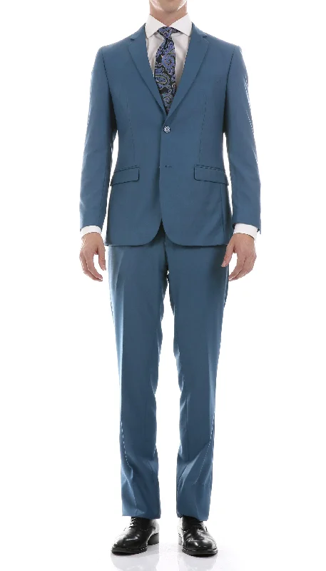 Smart Cool Casual Button-ups Oslo Teal Notch Lapel 2 Piece Slim Fit Suit