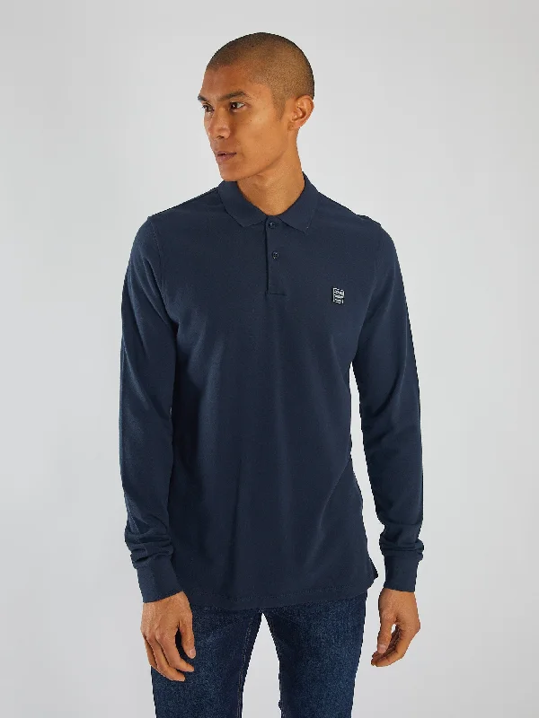 Retro Casual Streetwear Clothing Rockvale LS Polo Vintage Navy