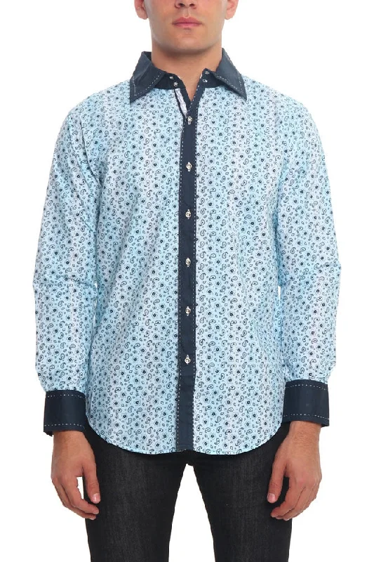 Classic Rugged Office Outfits Paisley Button Up Shirt
