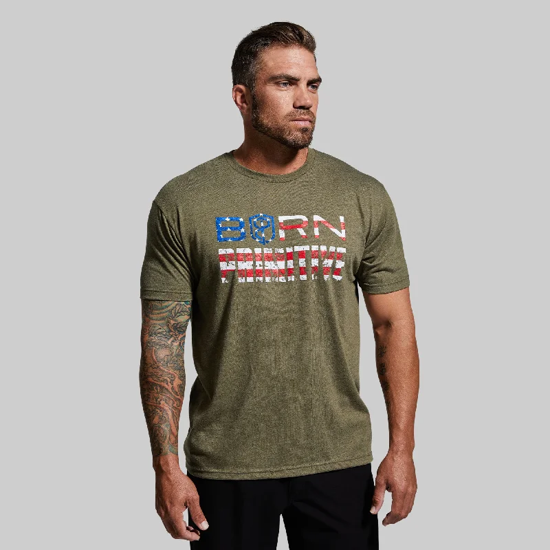Modern Edgy Denim Looks Patriot Brand T-Shirt (OD Green)