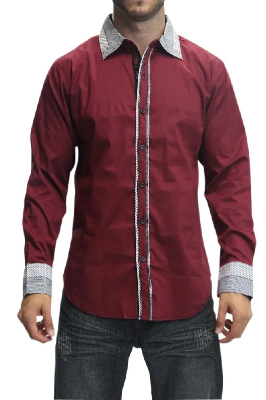 Minimal Rugged Fresh Outfit Pattern Contrast Button Up Shirt