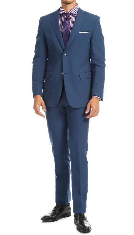 Chic Polished Lightweight Tops Paul Lorenzo Mens Indigo Slim Fit 2 Piece Suit