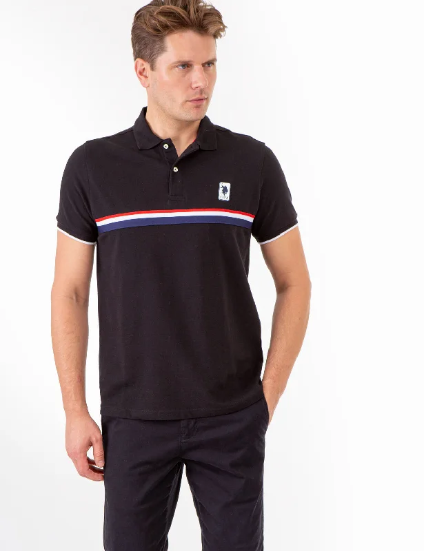 Vintage Sleek Active Styles PIECED SIGNATURE STRIPE PIQUE POLO SHIRT