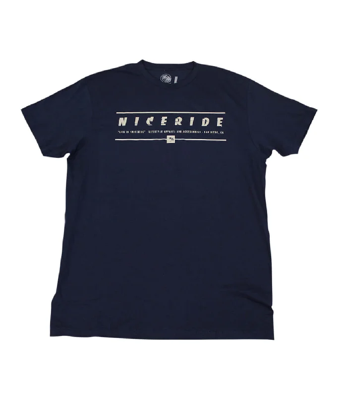 Contemporary Cool Sleek Tops "Pipe" Navy Blue T-Shirt