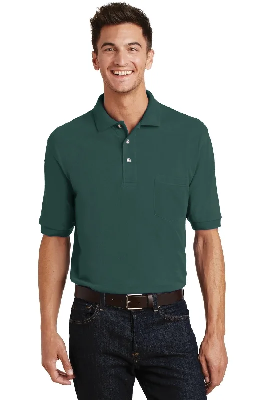 Heritage Cool Summer Trends Port Authority Mens Shrink Resistant Short Sleeve Polo Shirt w/ Pocket - Dark Green - Closeout Heritage Cool Summer Trends Port Authority Mens Shrink Resistant Short Sleeve Polo Shirt w/ Pocket - Dark Green - Closeout