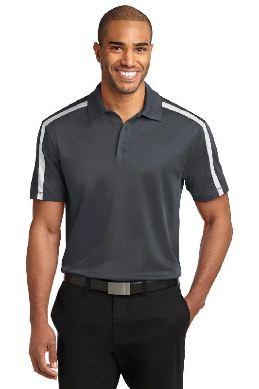 Smart Urban Smart Pants Port Authority Mens Silk Touch Performance Moisture Wicking Short Sleeve Polo Shirt - Steel Grey/White Smart Urban Smart Pants Port Authority Mens Silk Touch Performance Moisture Wicking Short Sleeve Polo Shirt - Steel Grey/White