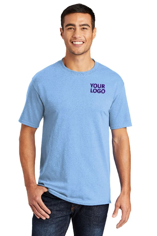 Effortless Rugged Smart Casual Port & Company Core Blend Custom Tee's, Light Blue