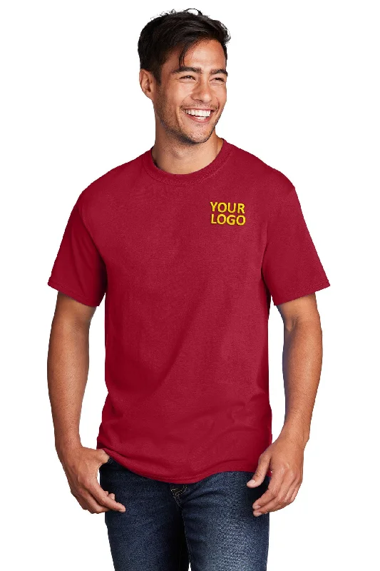 Contemporary Luxe Fashion Bottoms Port & Company Core Cotton Customized Tee's, Red