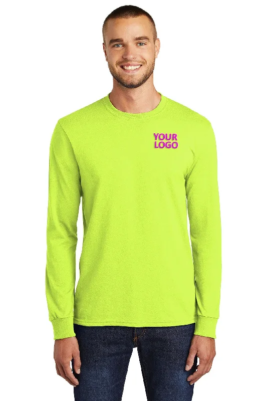 Minimal Polished Sleek Designs Port & Company Tall Long Sleeve Customized Core Blend Tee's, Safety Green Minimal Polished Sleek Designs Port & Company Tall Long Sleeve Customized Core Blend Tee's, Safety Green