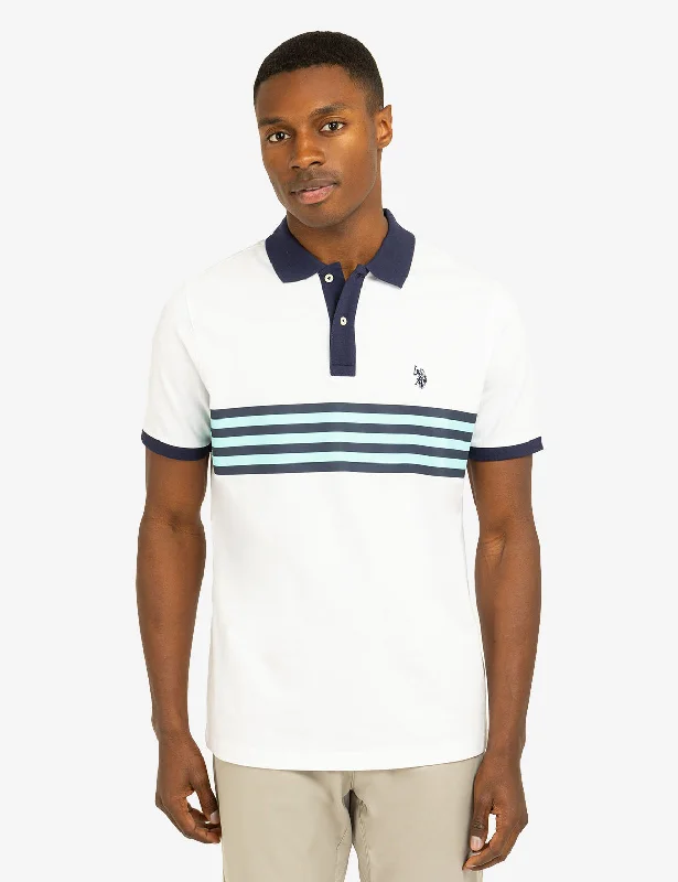 Vintage Cool Relaxed T-shirts PRINTED CHEST STRIPE PIQUE POLO SHIRT