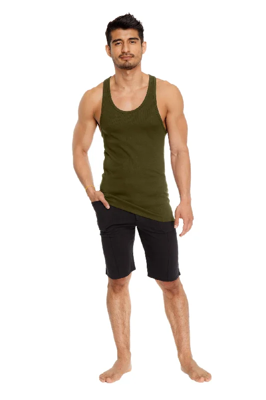 Minimalist Rebel Formal Wear Racer-back Yoga Tank (ARMY Green)