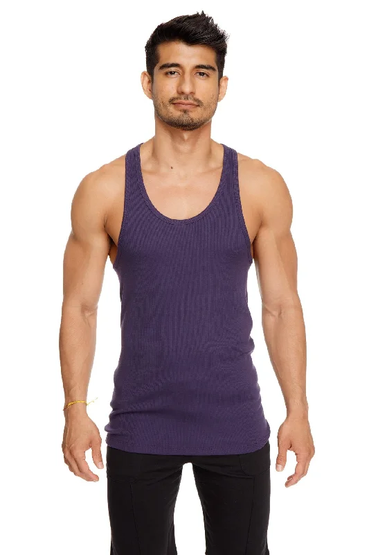 Retro Casual Casual Attire Racer-back Yoga Tank (Eggplant Purple)