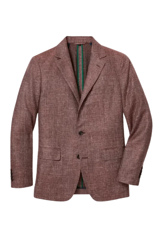Minimal Timeless Cool Jackets Red Linen Notch Lapel Single Breasted Jacket