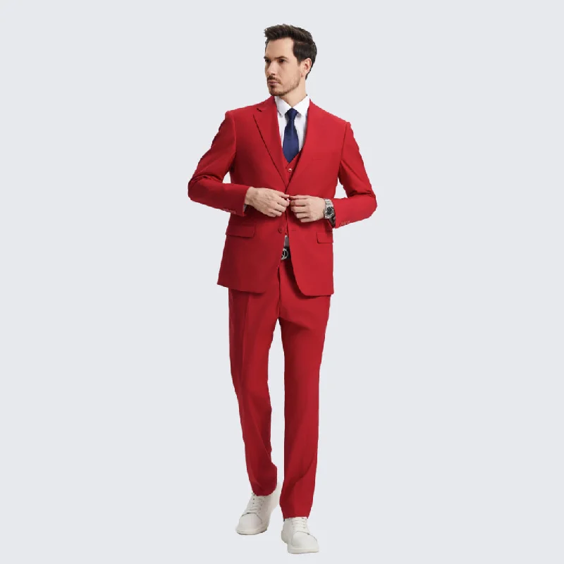Modern Street Cool Bottoms Men's Red Suit Three Piece Set by Stacy Adams - Wedding - Prom Modern Street Cool Bottoms Men's Red Suit Three Piece Set by Stacy Adams - Wedding - Prom