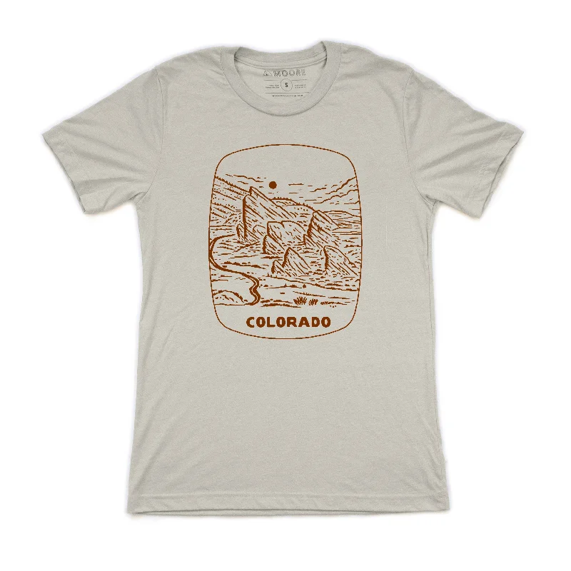 Modern Edgy Designer Casuals Red Rocks Tee-Heather Cement