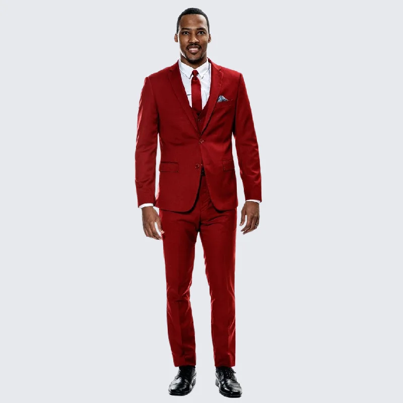 Chic Classic Athletic Tops Red Skinny Fit Suit Three Piece Set - Separates - Wedding - Prom Chic Classic Athletic Tops Red Skinny Fit Suit Three Piece Set - Separates - Wedding - Prom