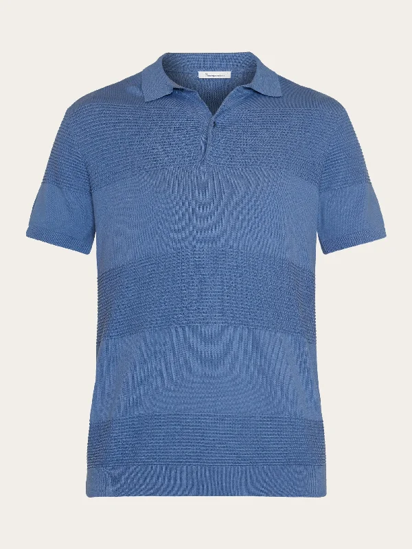 Rugged Edge Sports Gear Regular pattern knitted short sleeved polo - GOTS/Vegan - Moonlight Blue