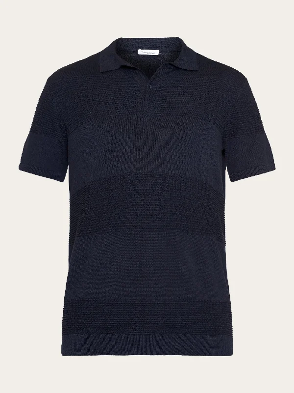 Contemporary Cool Relaxed T-shirts Regular pattern knitted short sleeved polo - GOTS/Vegan - Night Sky Contemporary Cool Relaxed T-shirts Regular pattern knitted short sleeved polo - GOTS/Vegan - Night Sky